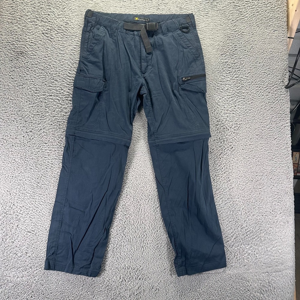 BC Clothing Pant Mens L Blue Cotton Cargo Straight Convertible Hiking Stretch